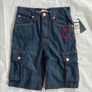 COOGI Kids Denim Shorts with Red Stitching and Green Details